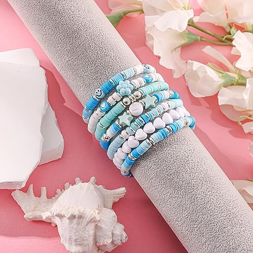 Besydec Jewelry,Heishi Surfer Bracelet Set,Preppy Stuff,Charm