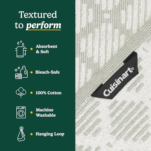 Image of Best Brands Cuisinart Cotton Kitchen Towels, 2-Pack 18x28, Bleach Safe | Handles dishes and spills with ease, durable for everyday cleaning, super absorbent, machine washable, OEKO-TEX certified