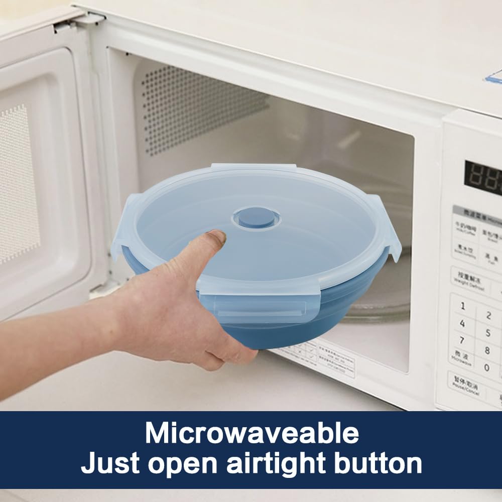 Juego de cuenco plegable de silicona y taza de viaje para viajes y camping, microondas y refrigerador, apto para frío y calor