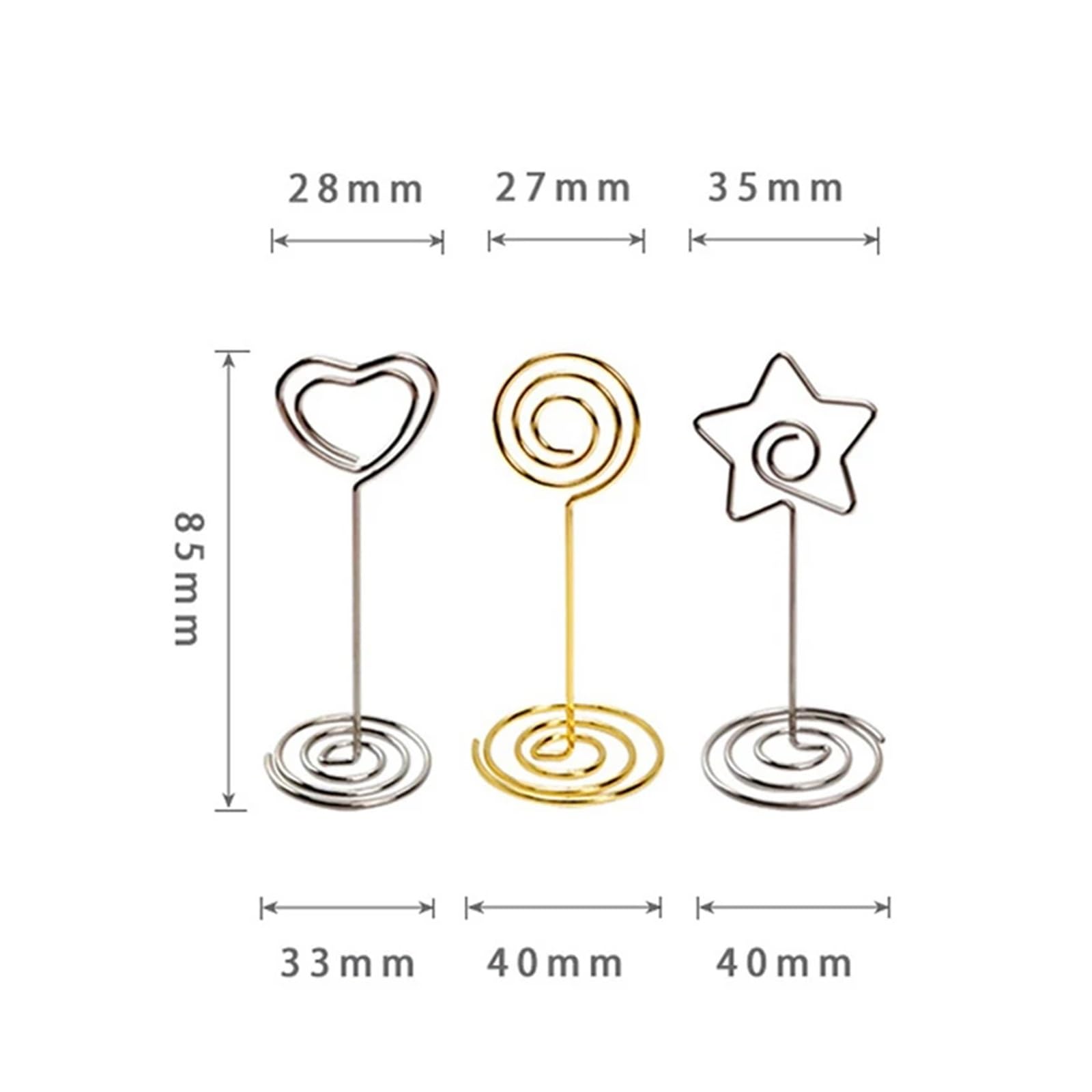 Uchwyty na numery stolików, Table Number Place Card Photo Holders Round Heart Star Shape Multicolor 10 Or 20 Pcs(Heart-Silver,20pcs)