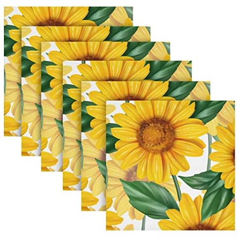 Senya Sunflower Pattern Cloth Napkins Set of 6 Cover