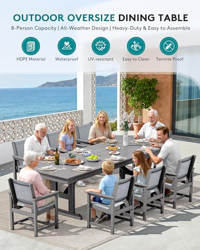 Image of SERWALL Outdoor Textilene Sling Dining Chairs Set of 2, Gray
