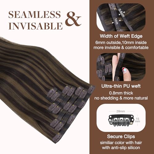 Image of GOO GOO Seamless Clip in Hair Extensions Real Human Hair Remy Extensions