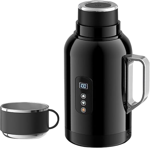 Miniatura 1 de Hervidor eléctrico portátil  Olla de calefacción de coche de 50.7 fl oz, caldera de acero inoxidable, botella de agua caliente de 1224 V  Hervidor