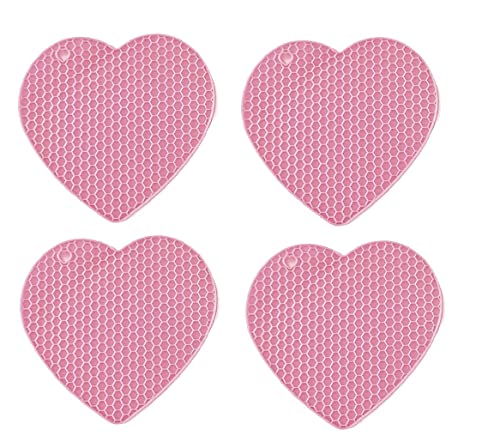 Image of Silicone Trivet for hot Dishes Pots and Pans Our Decorative Table Mats can be Used as Pot Holders and Oven Mitts Coasters Jar Openers (Pack of 4 Pink)