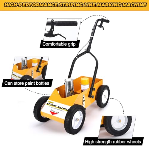 2395000 High-Performance Striping Line Marking Machine, Parking Lot Striping Machine, Compatible with Professional Inverted Striping Spray Paint, 9.8" x 13" x 28.3", Yellow