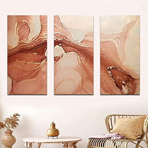 Tableau marbre et or fluide luxe 70x140cm pour décoration salon moderne - 3