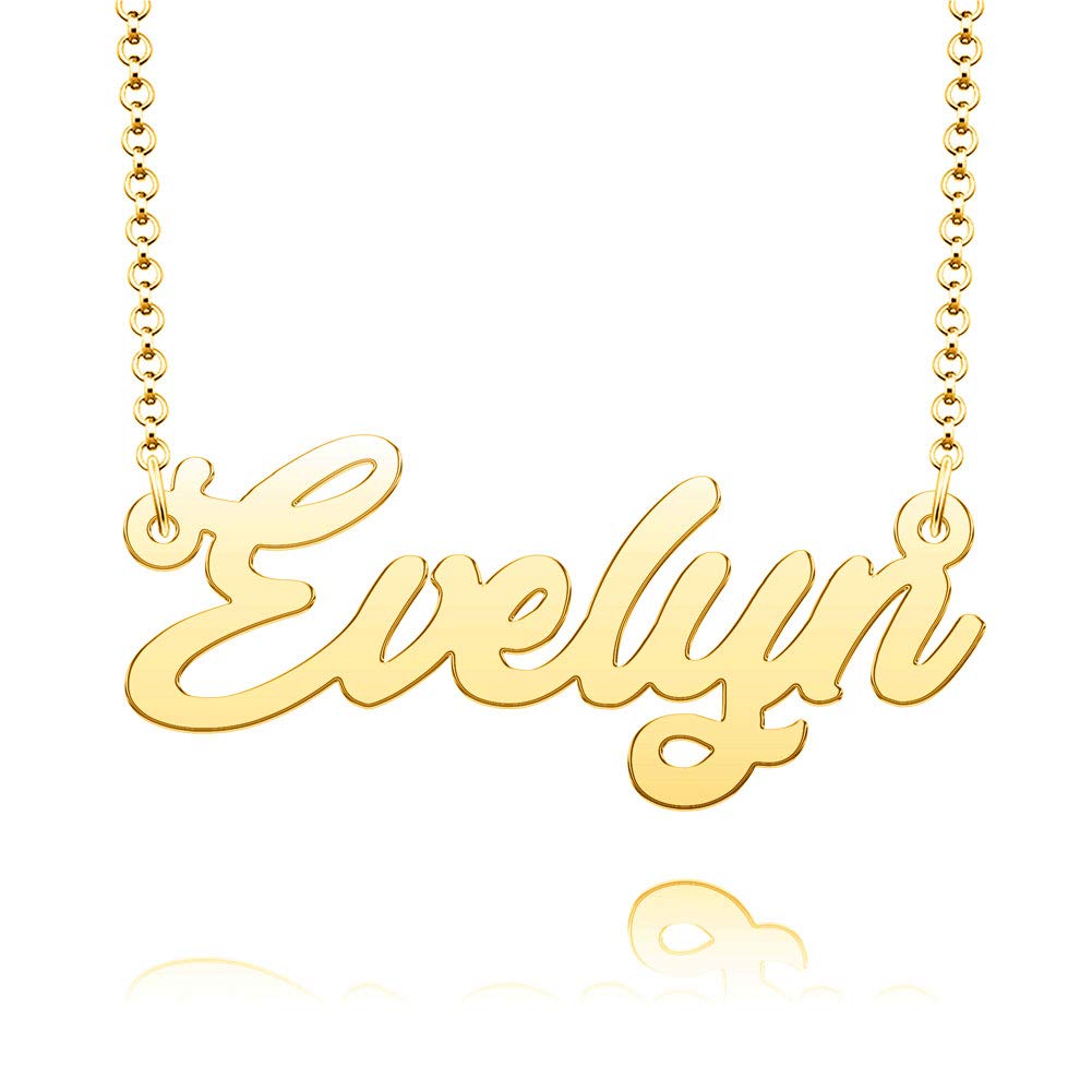 CharmSStoryCustom Personalized Name Necklace Stainless Steel Pendant Jewelry for Women, Stainless Steel, no