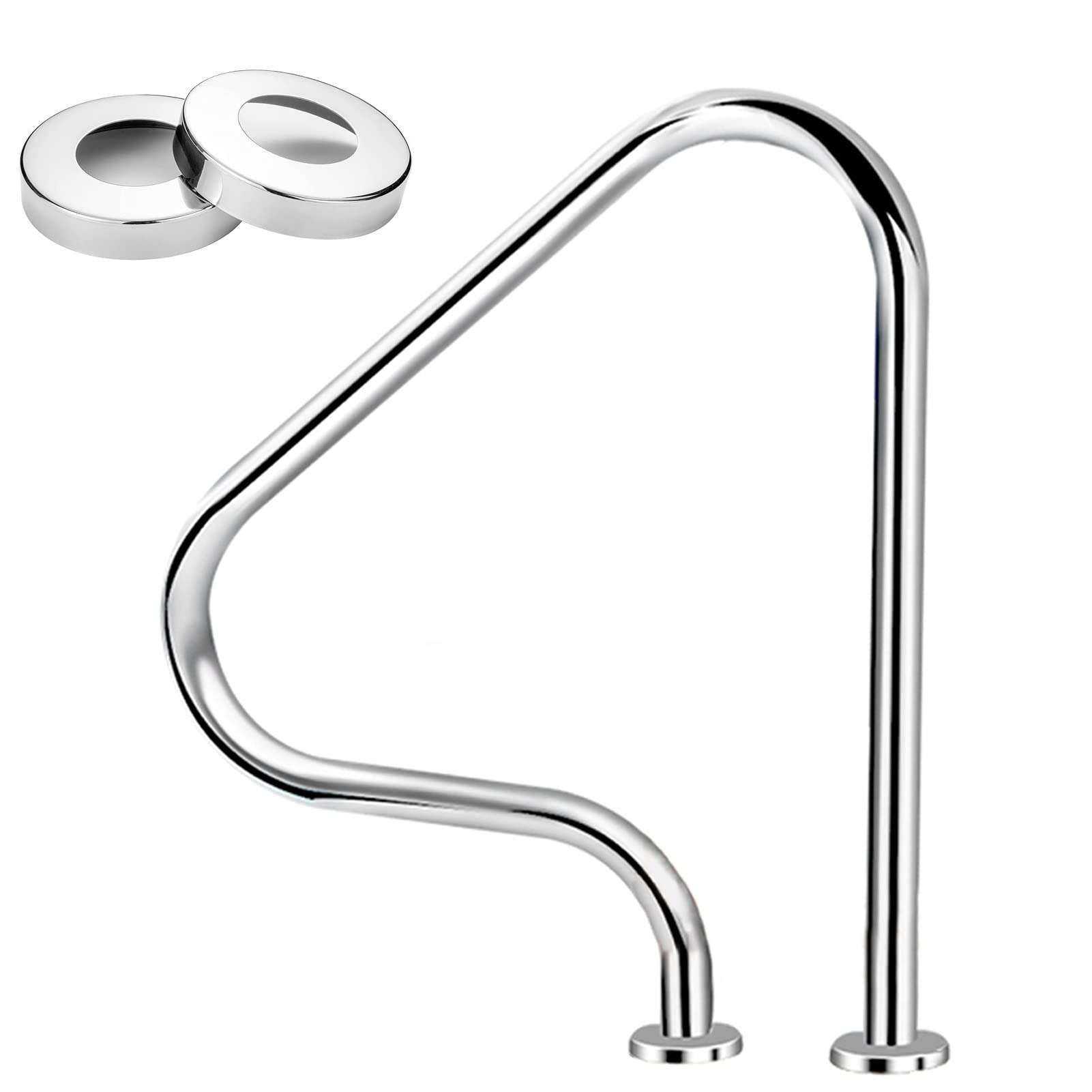 Swimming Pool Safety Hand Rail Swimming Pools Handrail for Inground Entrances ， Stainless Steel Pool Steps Hand Railing 31.5 in Height ，3-Bend Hand Rails for Spa Water Park (Size : 1 - pcs)