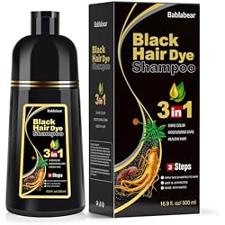 Bablabear Black Hair Dye Shampoo for Gray Hair,Hair Color Shampoo for Women and Men, Grey Coverage.500ml