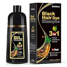 Bablabear Black Hair Dye Shampoo for Gray Hair, Semi-Permanent Hair Color Shampoo for Women and Men, Grey Coverage.500ml