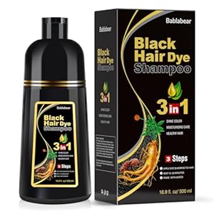 Black Hair Dye Shampoo for Gray Hair, Semi-Permanent Hair Color Shampoo for Women and Men, Herbal Ingredients, 3 in 1 100% Grey Coverage.Lasts 30 Days/500ml/Natural herbal Ingredients