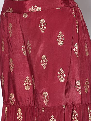 Image of SERA Women's Silk Fit and Flare Full Length Casual Dress
