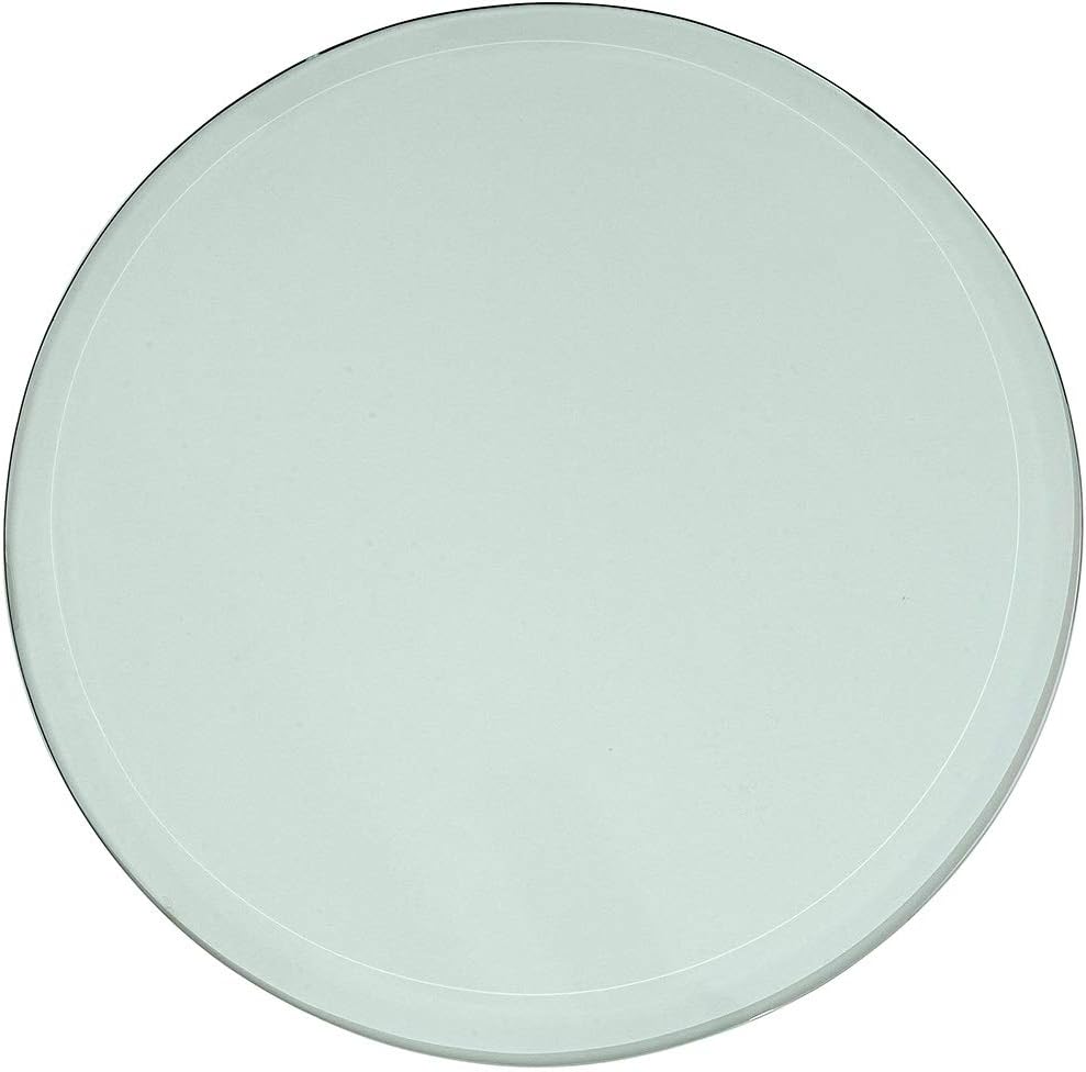 Hamilton Hills Polished 20 Inch Acrylic Glass Table Top | Transparent 3/8" Thick 1" Bevel Dining Table Pads | Coffee Table Cover Round 20" Diameter Glass Cut to Size | Flat Circular Tempered Sheet