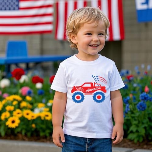 Boys 4th of July Shirts-Patriotic American Flag T-Shirts for Toddler Girls Kids Memorial Day USA Tees 2-7 Years4