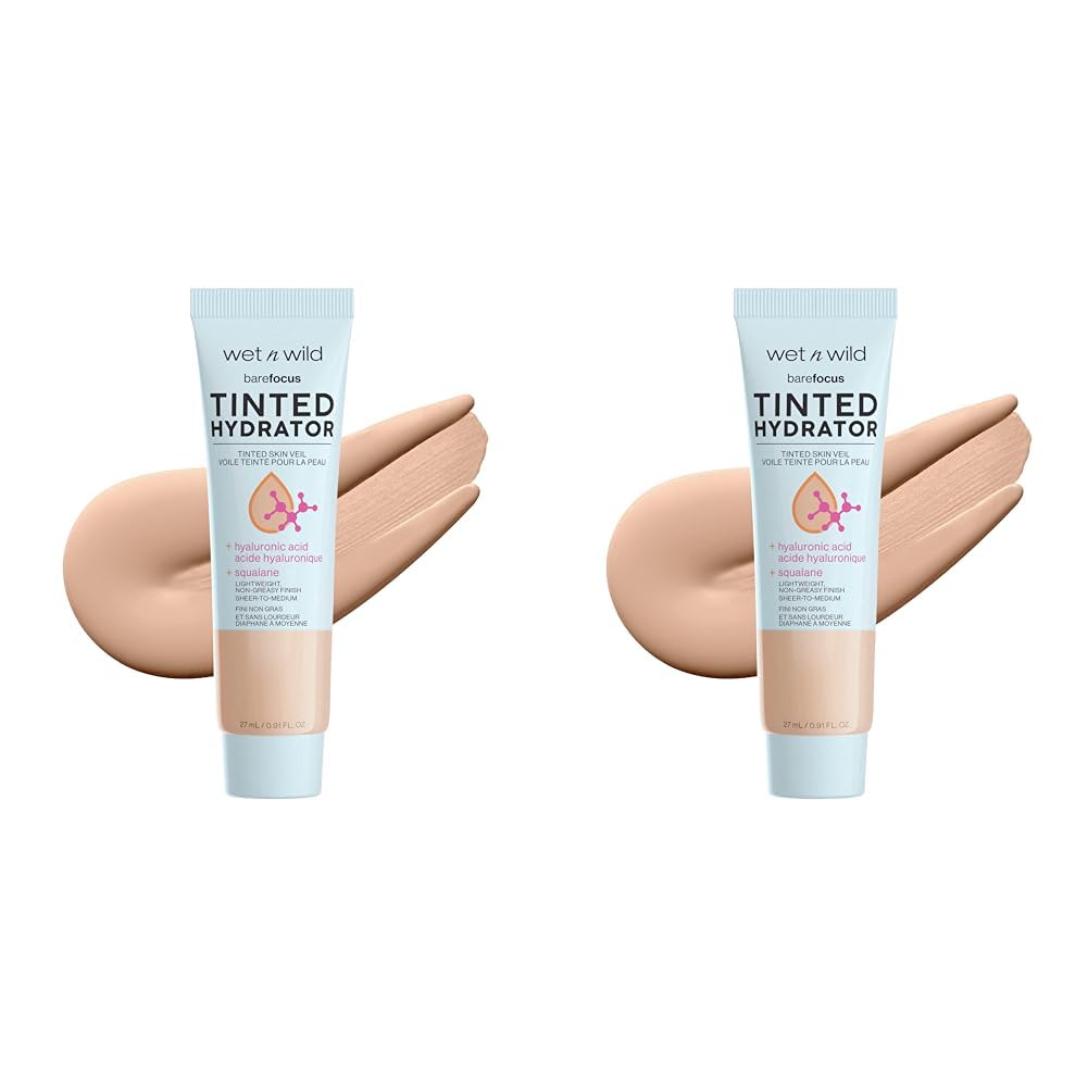 Wet 'n' Wild Bare Focus Tinted Hydrator Tinted Skin Veil Hyaluronic Acid Light (Pack of 2), 19.3 g (Pack of 2)