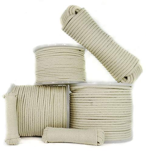 SGT KNOTSCotton Sash Cord - All Purpose Rope for Window Sashing, Tying Clotheslines, and Decorative Purposes (3/8" x 100ft Spool, Natural)