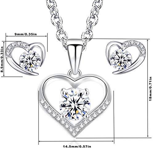 LYL. Adorer Ensemble Collier et Boucles d'Oreilles Cœur en Argent 925 avec Cristal Autrichien | Idée Cadeau pour Fête des Mères, Saint-Valentin & Noël – vue 6