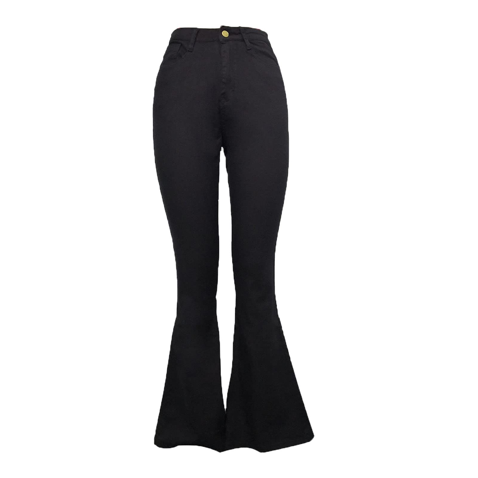Maiyifu-GJ Women's Flare Bell Bottom Jeans High Rise Slimming Wide Leg Denim Jeans Retro Slim Boot Cut Jean Trousers (Black 1,Small)