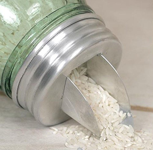 CTW Mason Jar Grain Dispenser Lid Kitchen Supplies, 2 3/4" diameter 1 14/" tall, Brushed Aluminum