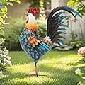 Autodaya 32" Large Metal Rooster Yard Decor, Outdoor Garden Statues, Metal Chicken Sculpture for Backyard Patio Kitchen Living Room Decor