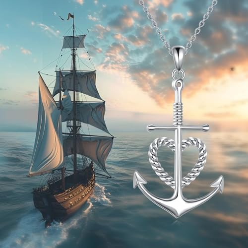 Anchor Necklace Sterling Silver Faith Hope Charity Pendant Heart Cross Anchor Jewelry Birthday Gifts for Women Men2
