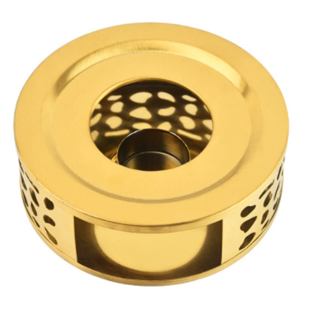 CTRLZS Teapot Warmer, Brushed Stainless Steel Tea Warmer with Tealight Holder Gold