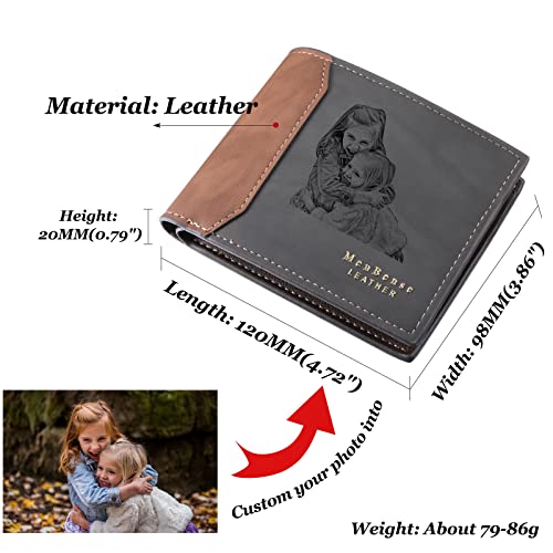 INBLUE Personalized Engraved Bifold Wallet, Custom Leather Wallet with Photo & Text Engraved, Gifts for Men Husband Dad Son Groomsmen(S3 Black)3