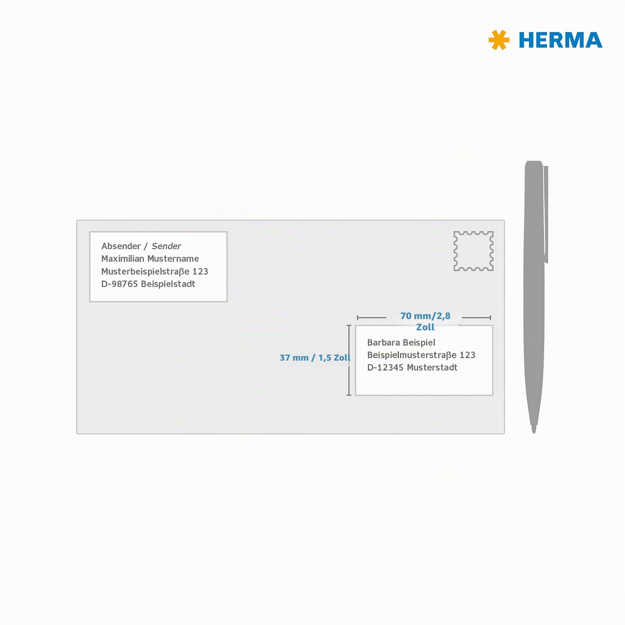 HERMA 4615 Adressetiketten, 200 Blatt, 70 x 37 mm, 24 pro A4 Bogen, 4800 Stück, selbstklebend, bedruckbar, matt, blanko Papier Adressaufkleber Etiketten, weiß