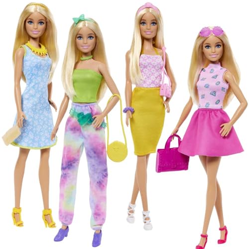 Image of Barbie Clothes and Doll, Kids Toys, Mix-and-Match Fashions and Accessories, Blonde Doll, Colorful Wardrobe, Gifts for Children
