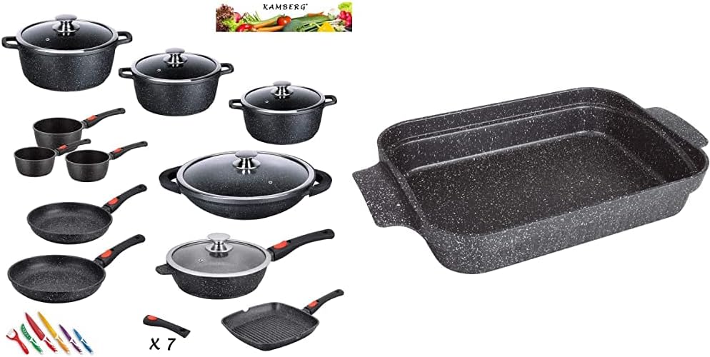 716898 Batterie De Cuisine 7 Pcs Aluminium Noir Mat : Manche Amovible,3