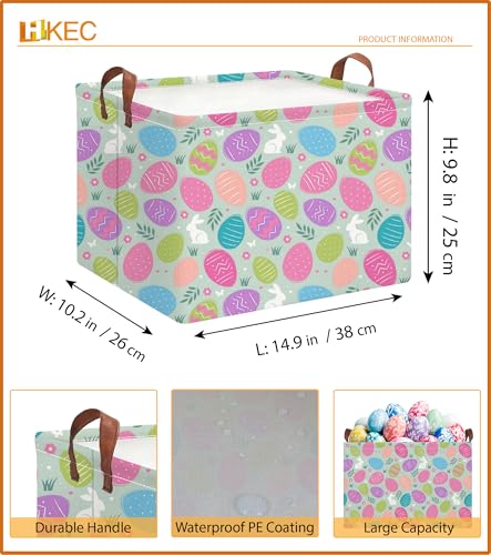Image of Rectangle Storage Basket,Gift Basket Empty with Handles,Cute Organizer, Room Decor(Coloful Easter)