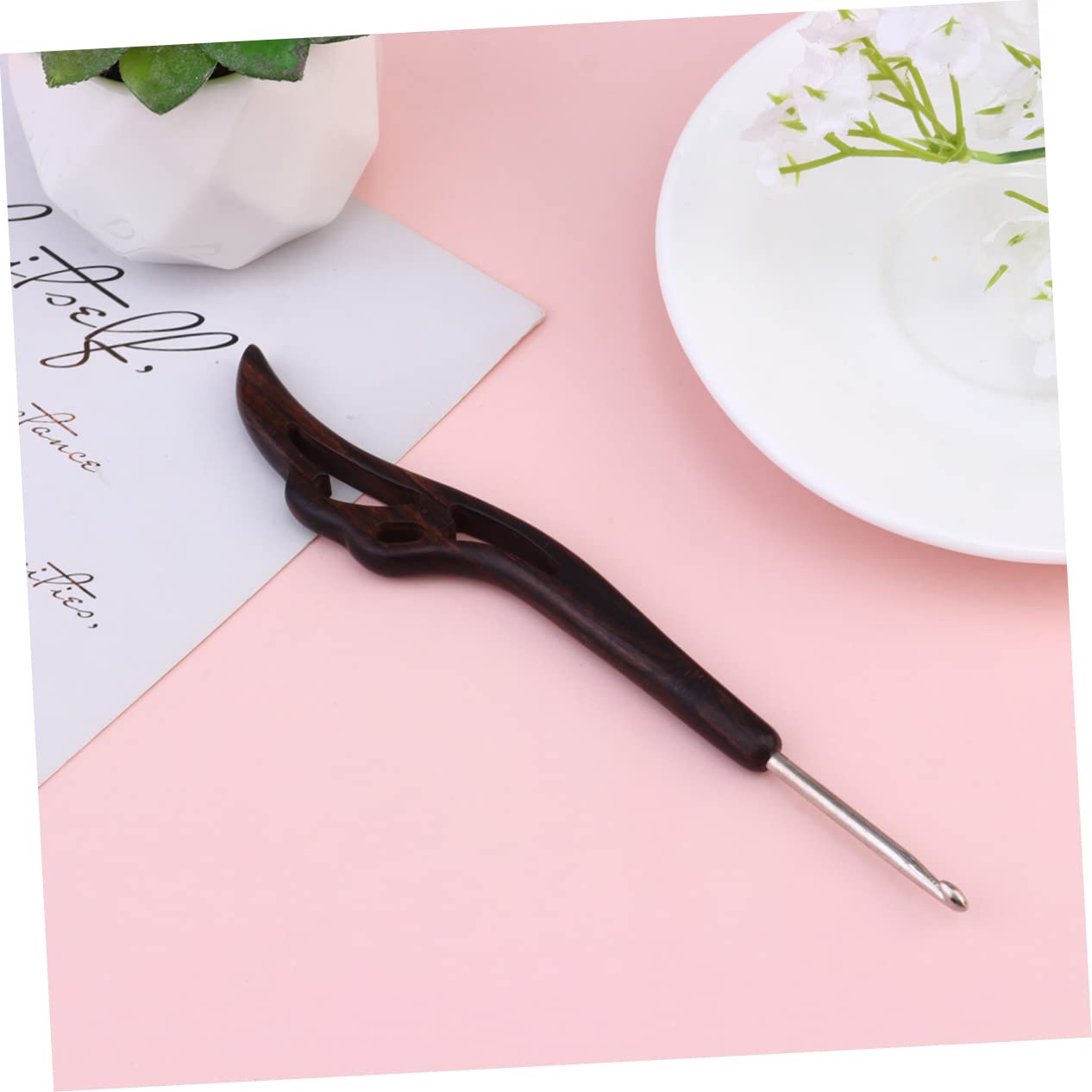 EXCEART 3pezzi Gancio Per Uncinetto Di Ebano Con Impugnatura Ergonomica Aghi Da Cucito Acciaio Inossidabile Per Maglieria Per Lavori Maglia e Viaggi