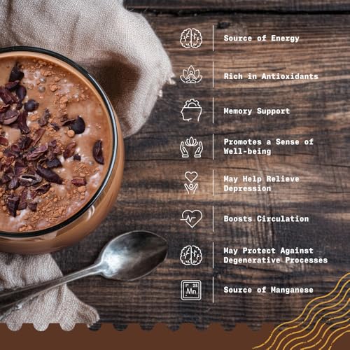 Image of NaturaleBio Cacao Nibs Organic 2 lb. Unsweetened, Non-Alkalized and Pure. Sugar-Free Dark Chocolate Chips Substitute. Non-GMO, Gluten Free, Tested for Heavy Metals. From Raw Cacao Beans