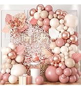 Blush Pink Balloon Arch Kit, 101 Pcs Double Stuffed Nude Balloon Arch Garland with Rose Gold Apri...