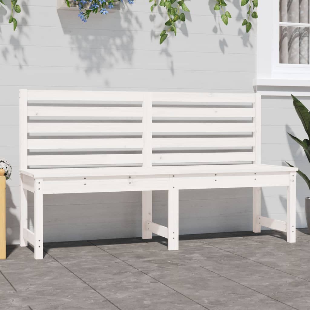 Banco de jardín de Madera Maciza de Pino Blanco 157,5 cm con Respaldo