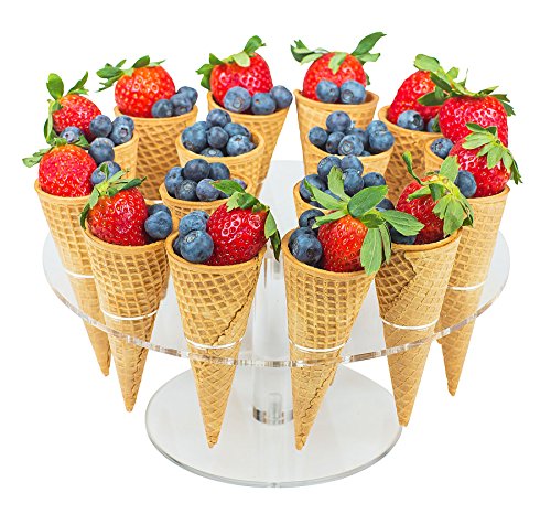 Jusalpha Clear Acrylic Ice Cream Cone/Sushi Hand roll Stand Holder 16 - Capacity