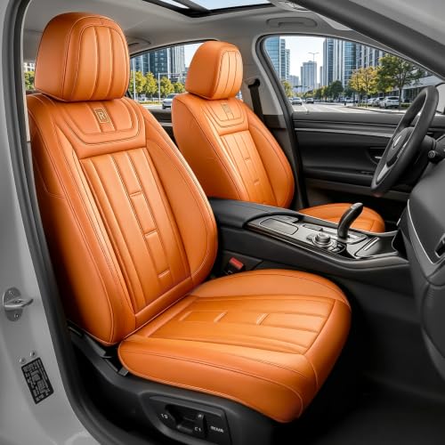 Image of Car Seat Covers Full Set for Toyota RAV4 1999-2025 Orange (5 Pack) | Waterproof car seat cover, anti-slip, breathable. Airbag compatible. Seat heating works. Easy clean. Durable stitching.
