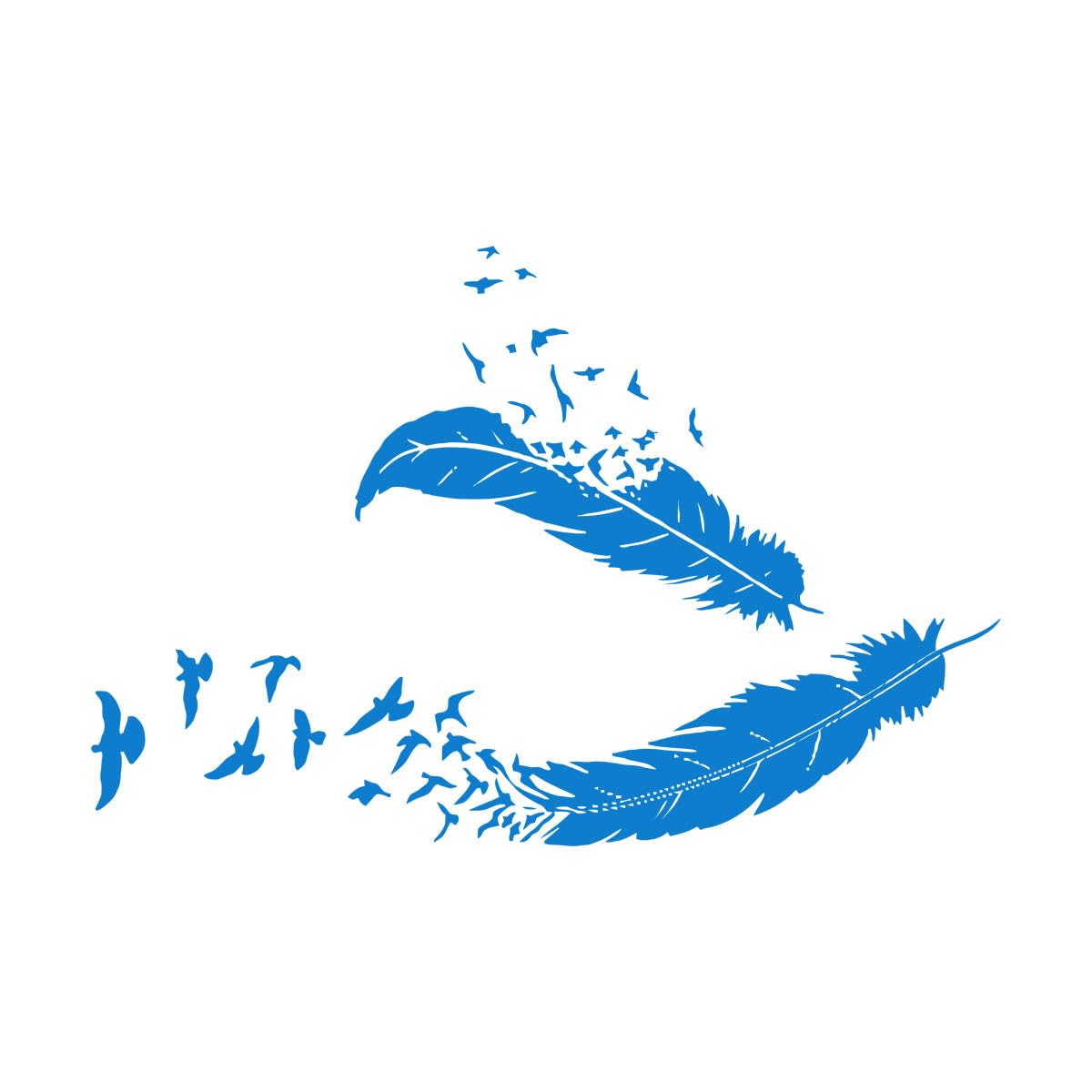 Feather Birds Wall Stickers Home Livingroom Modern Decor Vinyl Wall Decal Flying Feather Wall Art Nature Extra Large - 101x57cm