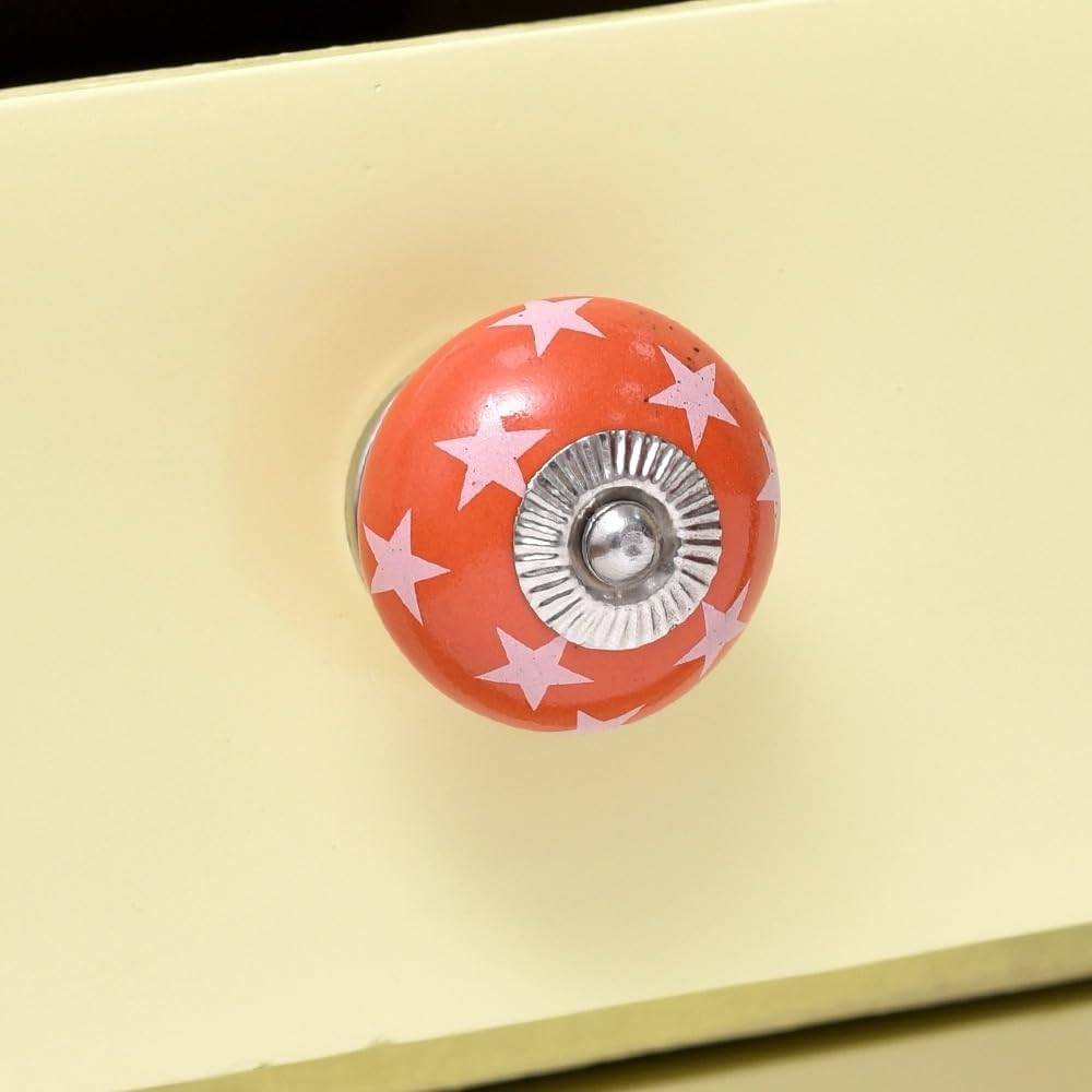 Orange Ceramic Cabinet Knobs - 25 Pack Vintage Drawer Pulls - 1.5" Door Handles