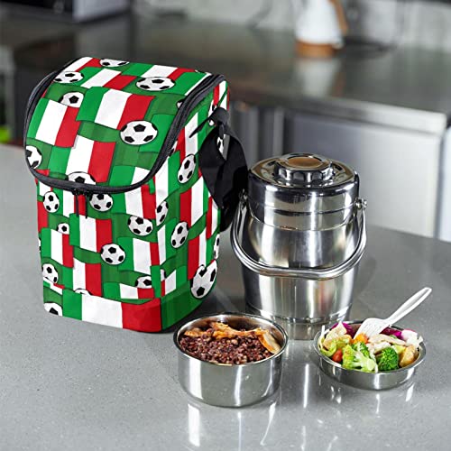 Bolsa de almuerzo reutilizable de fútbol italiano compacta para llevar 7