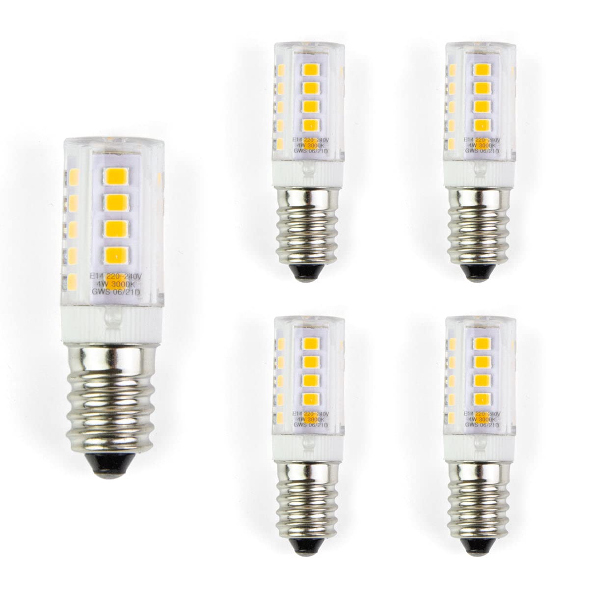 G.w.s Warm White G.w.s® 4W 360Lms E14 Small Edison Screw Capsule Led Light Bulb, 3000K, Pack Of 5
