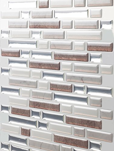 Tic Tac Tiles 10-Sheet Peel and Stick Self Adhesive Removable Stick On Kitchen Backsplash Bathroom 3D Wall Sticker Wallpaper Tiles in Como Pebble