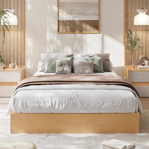 Image of GarveeHome Twin XL Size Wood Platform Bed Frame,Wooden Bed Frame Without Headboard, Wood Slat Support,No Box Spring Needed, Easy Assembly
