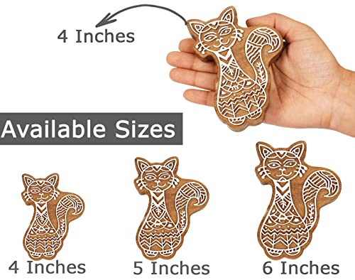 Iba Indianbeautifulart Textile Printing Block Cat Hand Carved Wooden Stamp Wood Block Printing Textile Stamp For Fabric /Pottery Blocks- 6 Inches #TOP1
