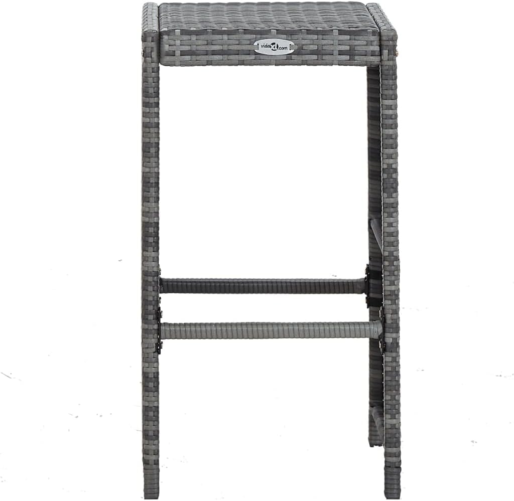 Patio Bar Set, 7 Piece Outdoor PE Rattan Bar Set with 6 Bar Stools & 1 Bar Table, Outdoor Furniture Set for Patio Backyard Porche Garden Poolside, Gray