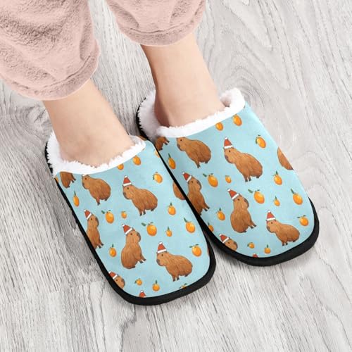 Orange Christmas Capibara Slippers For Women Men Soft Memory Foam Non-Slip Animal Winter Indoor House Shoes Travel Slipper4