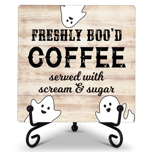 Panneau de décoration de bureau d'Halloween, décorations d'Halloween pour la maison, la cuisine, la ferme, le café, cadeaux d'Halloween pour la famille et les amis, panneau en bois fantôme avec