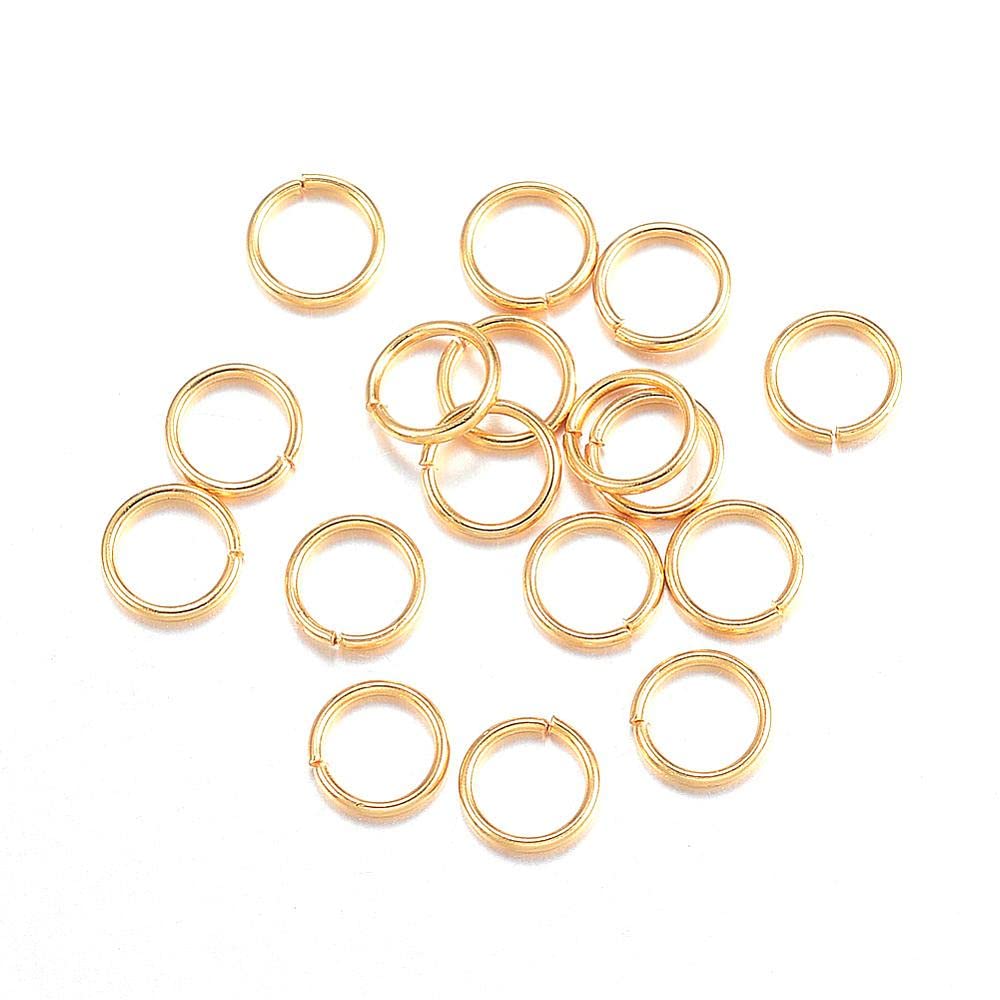 HDSupplies 100 Pieces - 304 Gold Tone Stainless Steel Jump Rings - 4mm Outer Diameter (Small) - 24 Gauge (0.5mm Thickness)