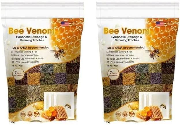 New Bee Venom Foot Patches (10patch x pack of 2) Stress Relief Detox Patch Solution for Men & Women
